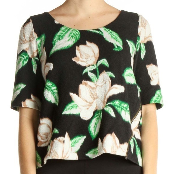 Anthropologie Tops - 9-H15 SCL  Anthropologie Woman’s Black Green Floral Print  Postmark Blouse Sz S